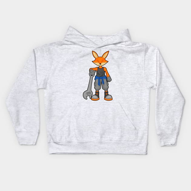 Fox as Mechanic with Spanner Kids Hoodie by Markus Schnabel